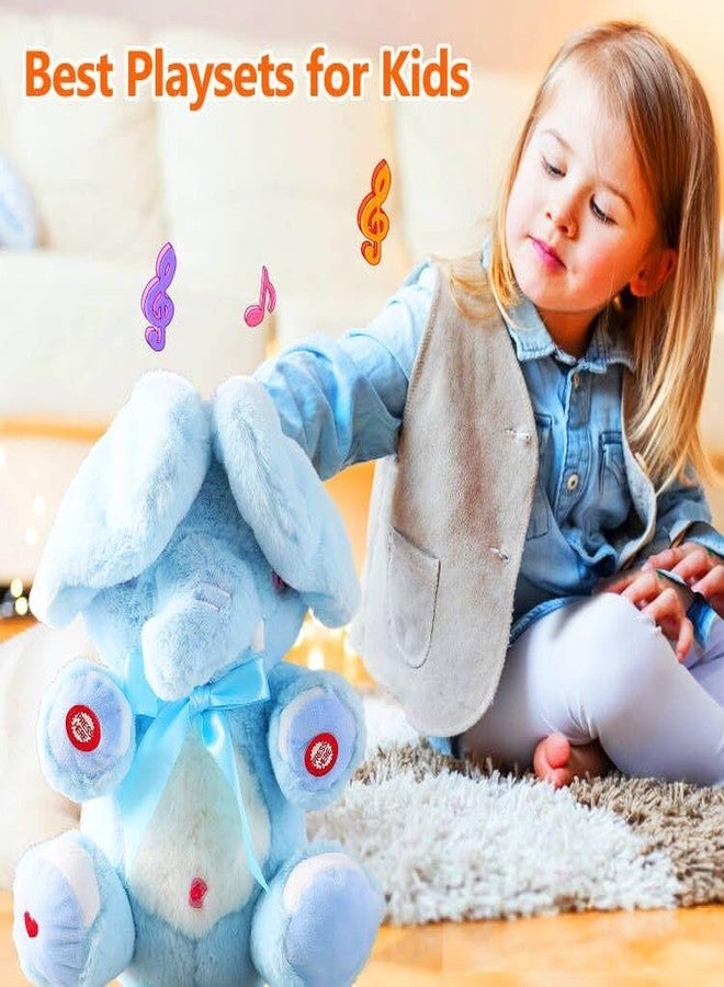 HCdoujoy فيل HCdoujoy الأزرق الصغير المحشو، فيل مغنٍ، يردد ما تقول، لعبة موسيقية للأطفال الصغار بأذن متحركة، لعبة محشوة تغني وتتكلم للأطفال من الجنسين - Image 5